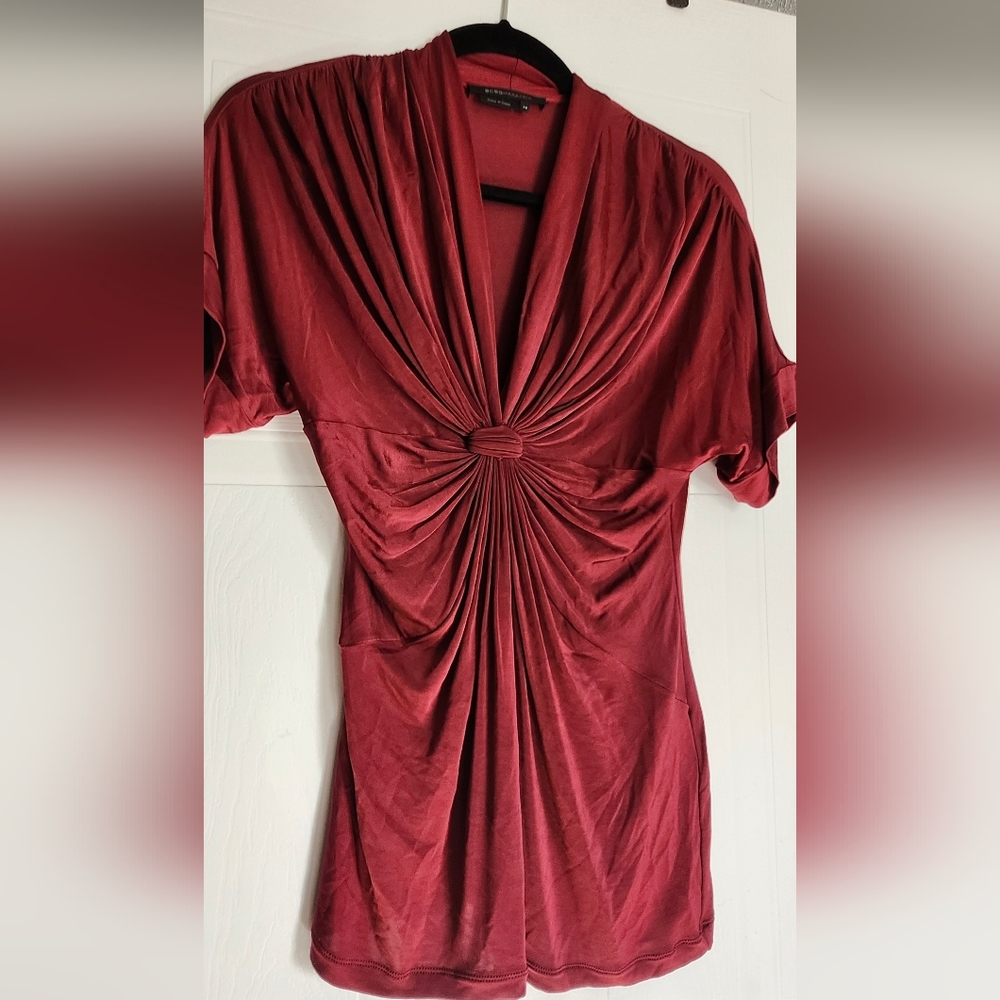 BCBGeneration Deep Red Ruched Blouse